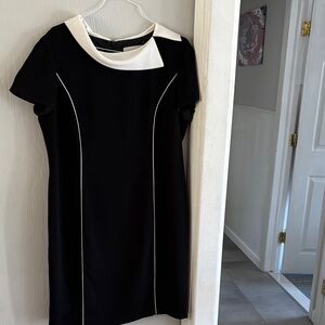 Danny & Nicole Black Dress with White Collar and Piping